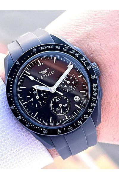 FERRO Silicone Cord 5 Atm Water Resistant Functions Active Sports Youth Special Men's Watch 1140.m2