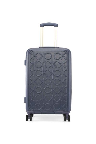 Calvin Klein Big Monogram Hardside Trolley Bag with 4 Spinner Wheels, ABS+PC Case Luggage with TSA Lock