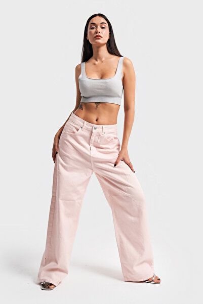 its basic Γυναικείο τζιν Palazzo Fit σε πούδρα - Σχέδιο με χαρακτηριστικά υφάσματος