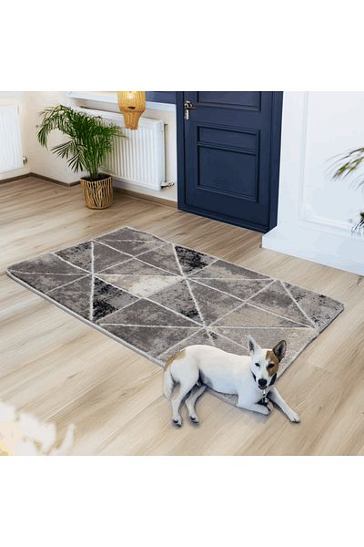 Brava Casa Carpet Triangora Essence, Grey, Cream, Black, , Short Pile 12 mm, 100x200 cm, 2300 g/m , BravaCasa