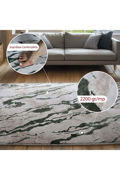 Brava Casa Lush Cream Carpet, Black, White and Grey, Short Pile 11 mm, 80x150 cm, 2200 g/m², BravaCasa