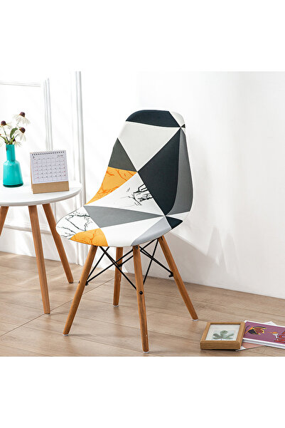 choice2 Geometry Shell Chair Cover Stretch Printed Dining Seat Covers Elastic...