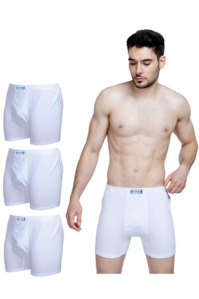 OSCAR JEANS Platinum Collection 100% Cotton Men's Boxer Underwear Comfort Fit White 3 Pack