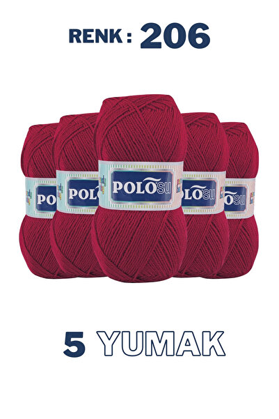 Polosu (5 Adet) Candy Baby %100 Premium Akrilik Bebek Örgü İpliği - 206 - Koyu kırmızı