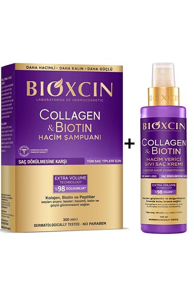 Bioxcin Collagen Biotin Shampoo 300ml + Collagen Biotin Liquid Conditioner 150ml