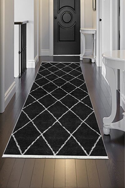 VOPTEKS Siyah yolluk Makinede Yıkanabilir Halı Kaymaz Taban Halı