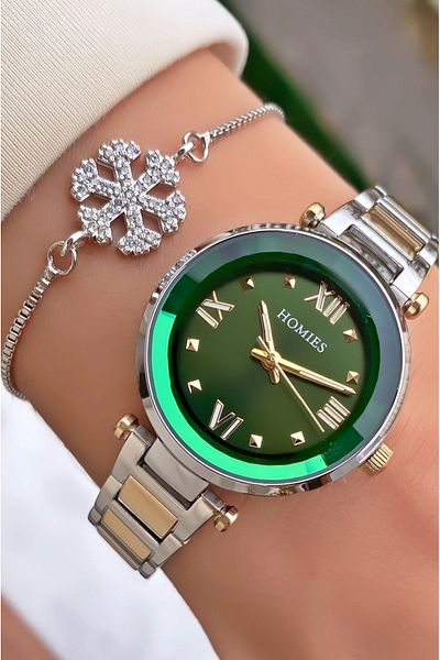 Homies Brand Double Color Waterproof Women's Wristwatch - With Bracelet Gift