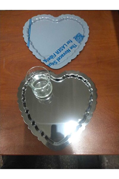 SUN INOX STORE 6 Adet Kalp Model Paslanmaz Dekoratif Çay Kahve Sunum Tepsisi