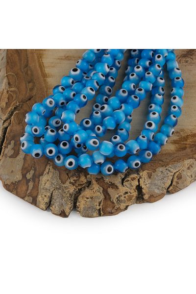 Prestij Boncuk Blue Round Glass Evil Eye Bead 8 mm