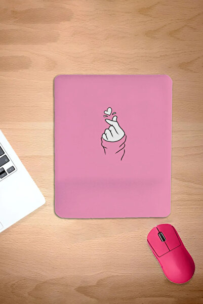 KARMAT Mousepad dreptunghiular, roz, cu suport pentru încheietura mâinii, erg...