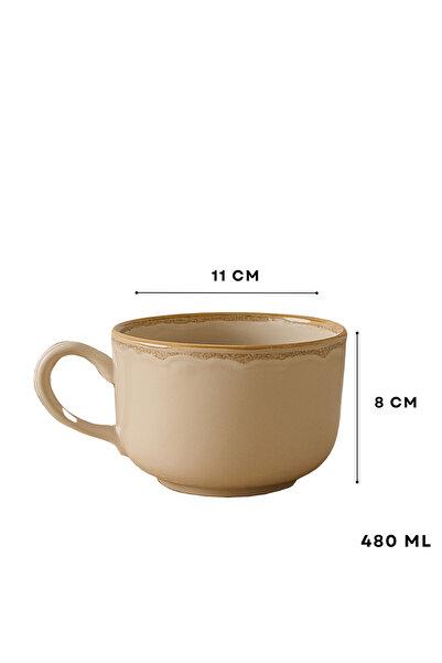 HOMİNG Homing Koffie Large Coffee and Soup Cup Beige Cream 480 ml