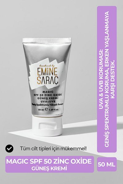 HANDMADE BY EMİNE SARAÇ Magic SPF 50 - High Protection Wide Spectrum Zinc Oxide Sun Cream 50ml