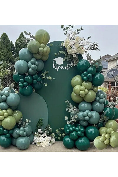 Çemrek Süs Parti Yeşil Tonları Balon Zinciri Seti 100 lü