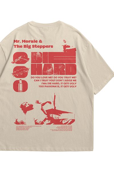 Scrovtie Γυναικεία ανδρική κρέμα Kendrick Lamar Die Hard με στάμπα Oversize Crew Neck κοντομάνικο μπλουζάκι
