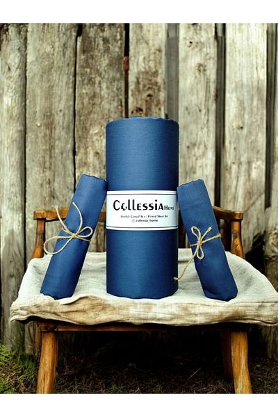 CollessiaHome Dark Blue 100% Cotton Satin Fitted Set Bed Sheet Set
