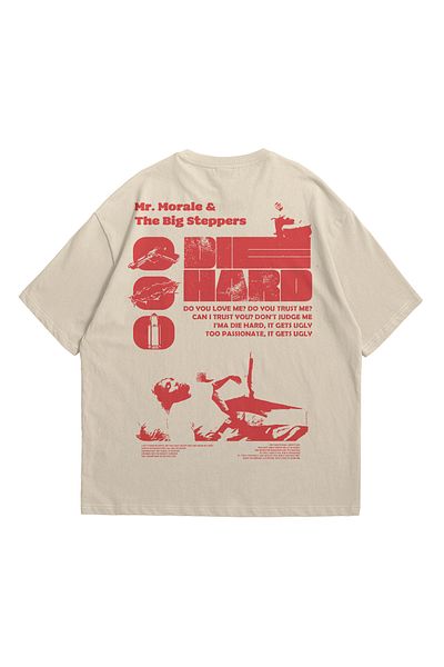 Scrovtie Γυναικεία ανδρική κρέμα Kendrick Lamar Die Hard με στάμπα Oversize Crew Neck κοντομάνικο μπλουζάκι