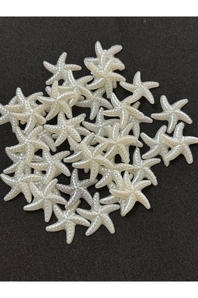 BEİLYS COSMETİCS & ACCESSORY Incideniz Starfish Cream Color Mini Size 2 cm Plastic Pearl Beads Pearlescent 100 Pieces