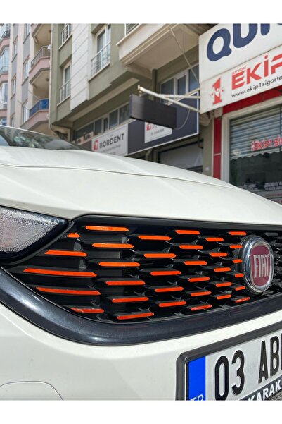 Fiat Egea Sedan Ön Panjur Sticker 2019-2020 Öncesi Krom Reflektif Turuncu