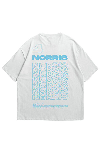 Scrovtie Tricou alb pentru bărbați F1 Legend Lando Norris oversize cu mânecă ...