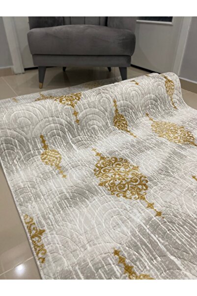 Alya Home Kaymaz Taban Kesme Salon Koridor Mutfak Halısı Yolluk Ottoman Gold