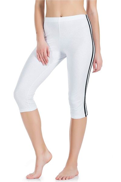 inkasole Striped Women's Capri Leggings 0534 White