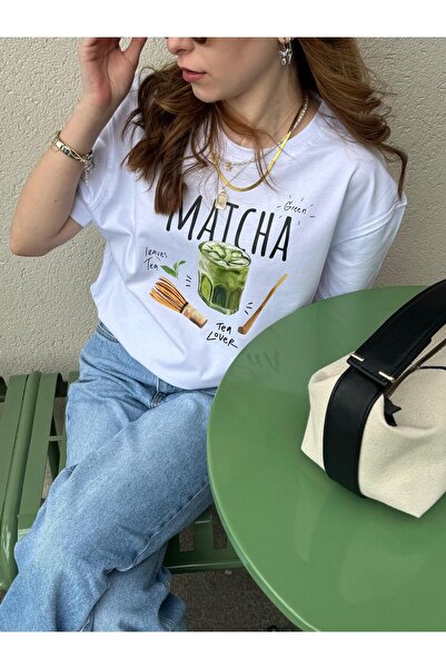 Disante Matcha Printed Crew Neck Basic Trend Women's T-Shirt