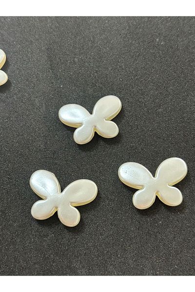 BEİLYS COSMETİCS & ACCESSORY Butterfly Pearl Pearlescent Off-White (50 Pieces) Perforated Sewing Pearl