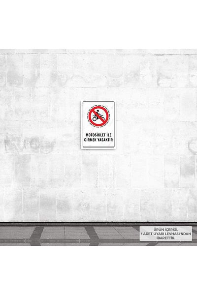Posterya Ul01580-A4 - It Is Forbidden to Enter with a Motorcycle Warning Sign (21,6×30,3cm)