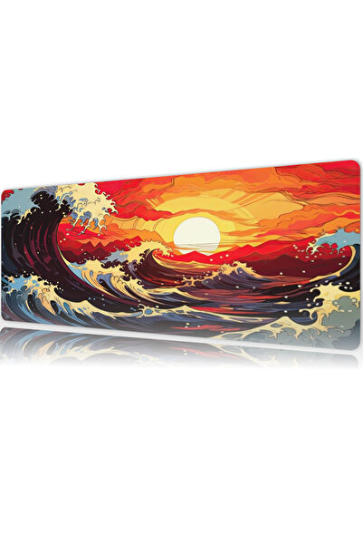urzuva Japon Dalgası – Hokusai Gaming Oyuncu Xl Mouse Pad Kaydırmaz Dikişli M...
