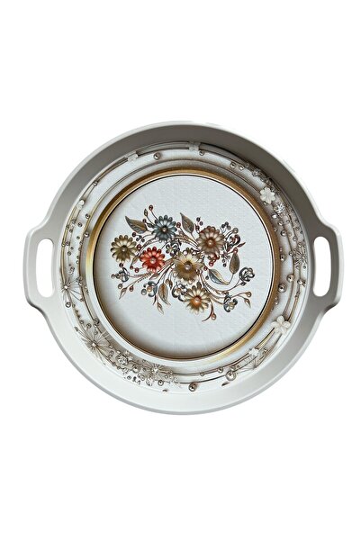 EZMK EV GEREÇLERİ Tea and Coffee Presentation Tray, White Color, 1 Piece, 32X32 cm