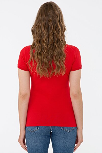 U.S. Polo Assn. Women's Light Red Polo Neck T-Shirt