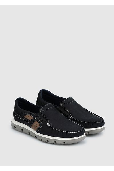 Provoq Navy Blue Leather Men's Shoes