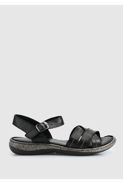 Eclipse Black Leather Women's Comfort Sandals