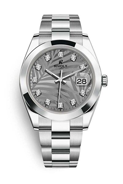 RİVOLİ ساعة ريفولي الأنيقة للرجال مع تاريخ وسوار من الفولاذ المقاوم للصدأ