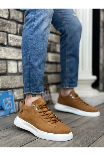 EBRUS TREND Et0331 Lace-Up Men's High Sole Tan Suede White Sole Sports Shoes