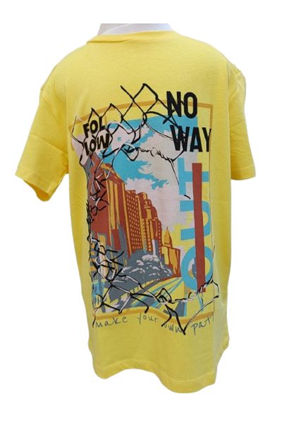 Çikoby Boy's Digital Printed Yellow T-Shirt