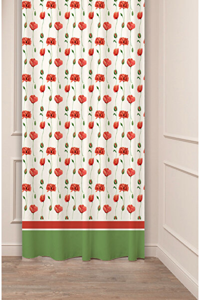 GREENDECOR Special Design Flower Leaf Ancient Line Ethnic Patterned Digital Printed (Single Wing) Modern Stylish Background Curtain