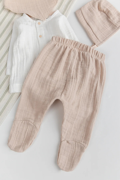 Babymod Muslin 100% Cotton Baby Boy 4 Piece Suit Set Hospital Release