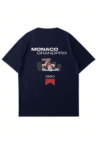 Mad&Calf Μπλουζάκι Unisex Monaco Grandprix με στάμπα με λαιμόκοψη