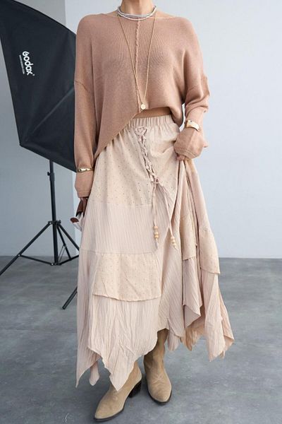 nedo7 Beige Center Stripe Sweater
