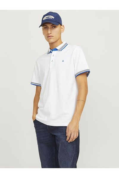 Jack & Jones Men's Bayız Jjepaulos Polo T-Shirt 12136668   Whiteneon