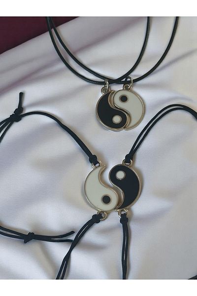 VerdeHome Ying Yang 2' Necklace and Bracelet Set Stylish Jewelry Combination Reflecting Balance, Harmony and Energy