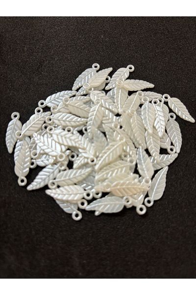BEİLYS COSMETİCS & ACCESSORY Pearlescent White Leaf Patterned Pearl Double Sided 2 Cm. (100 Pieces)