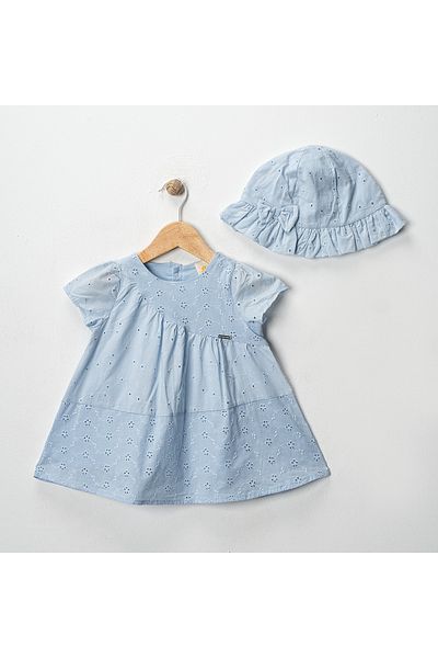 DFN Scallop Baby Girl Dress with Hat
