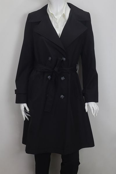 KLAPA Fistan Store Women's Black Straight Regular Cut Regular Fit Button Closure Summer Trench Coat