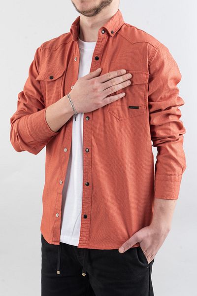 bombe Slim Fit pánská džínová košile Granátové červené