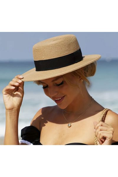 laviyonsa Luxury Straw Gondola Model Sun in the Sun Beach Hat