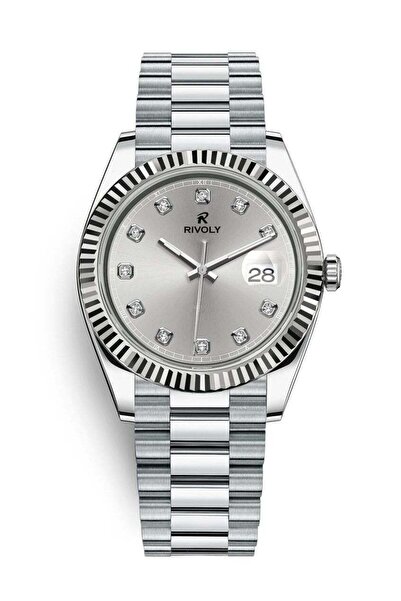 RİVOLİ ساعة ريفولي للرجال العصرية مع تاريخ وسوار من الفولاذ المقاوم للصدأ