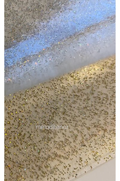 polset Gold Glitter Thin Transparent Pvc Round Oilcloth Table Cloth (Simles Are Preslid between Two Transparent Oilcloth)