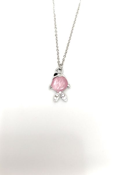 Pudraksesuar Steel Chain Pink Fish Model Elegant and Stylish Necklace